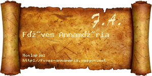 Füves Annamária névjegykártya